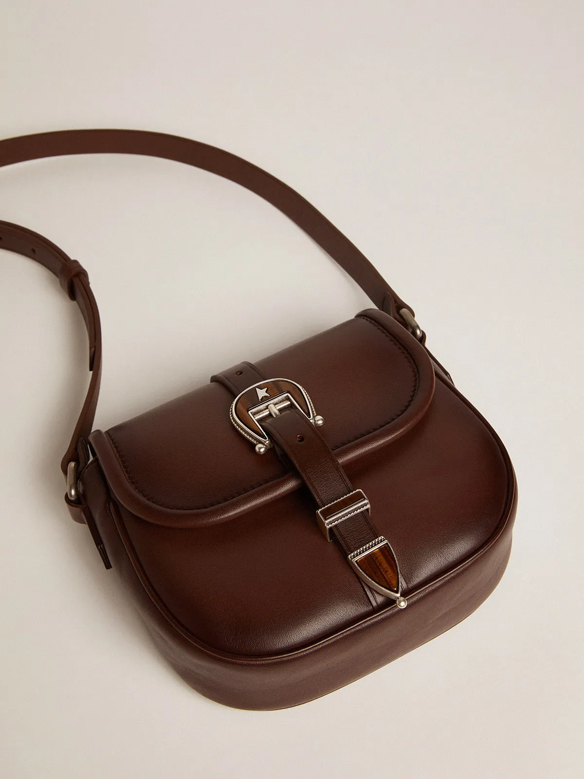 Women's small Rodeo Bag in dark tan leather