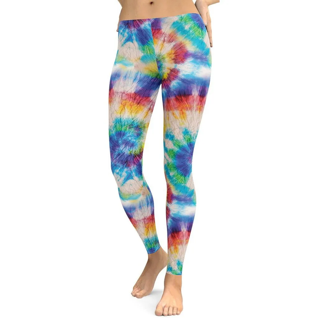 Wrinkled Effect Tie Dye Leggings