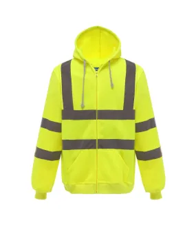 Yoko Mens Hi Visibility Full Zip Reflective Work Hoodie (Yellow) - UTRW5256