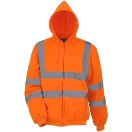 Yoko Mens Hi Vis Zip Up Jersey Polyester Railway Safety Hoodie