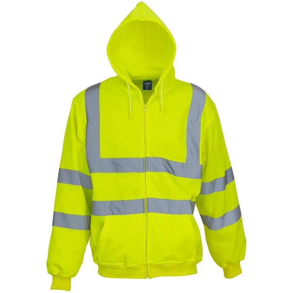 Yoko Mens Hi Vis Zip Up Jersey Polyester Railway Safety Hoodie