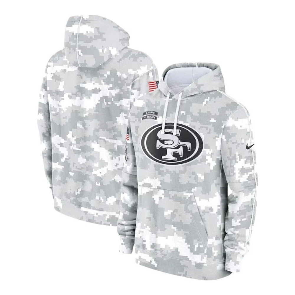 Youth San Francisco 49ers 2024 Salute to Service Arctic Camo Nike Pullover Hoodie