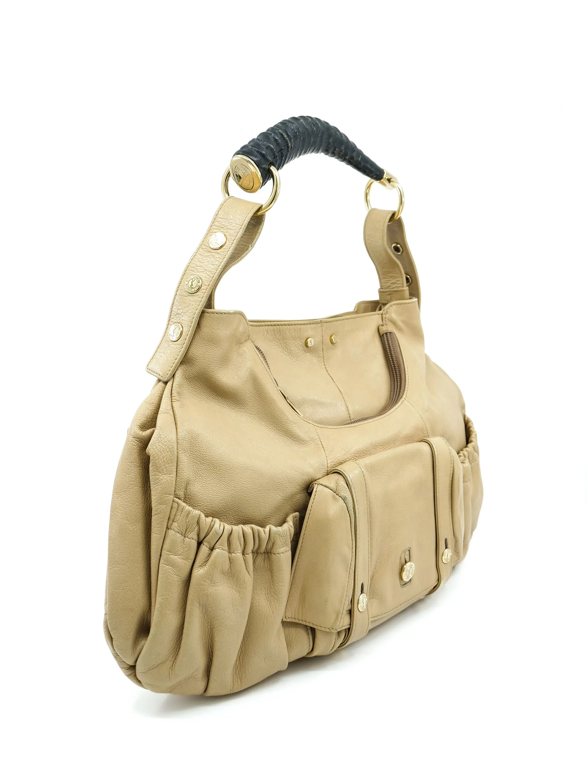 Yves Saint Laurent Beige Leather Mombasa Bag