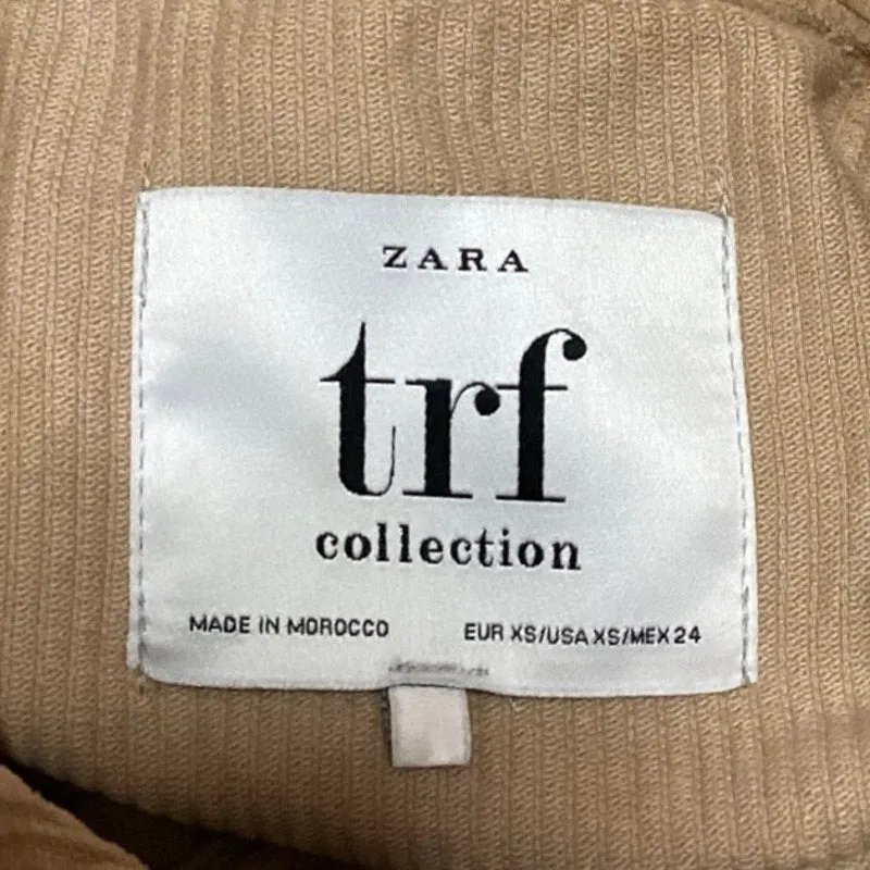 Zara Trf Collection Women's Tan Long Sleeve Button Up Cropped Corduroy Jacket XS